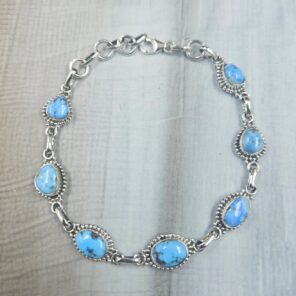 Golden Hills Turquoise 8" 925 Sterling Silver Bracelet (REXT113-60)