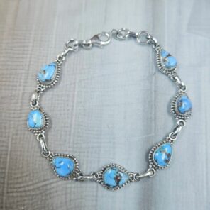 Golden Hills Turquoise 8" 925 Sterling Silver Bracelet (REXT113-58)