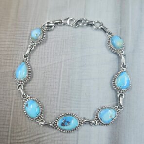 Golden Hills Turquoise 8" 925 Sterling Silver Bracelet (REXT113-53)