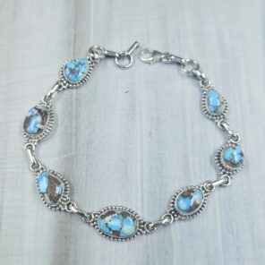 Golden Hills Turquoise 8" 925 Sterling Silver Bracelet (REXT113-63)