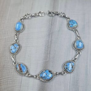 Golden Hills Turquoise 8" 925 Sterling Silver Bracelet (REXT113-66)