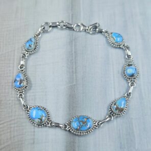 Golden Hills Turquoise 8" 925 Sterling Silver Bracelet (REXT113-55)