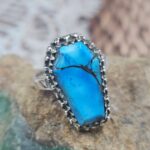 Blue copper turquoise Size US 6 925 Sterling Silver Ring (REXT94-99)