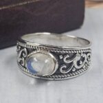Rainbow Moonstone 925 Sterling Silver Ring (REXT152-56)