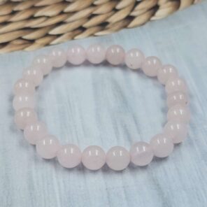 Rose Quartz Loose Natural 8mm Adjustable Gemstone Bead Bracelet (GBB1-2)