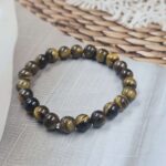 Tigers Eye Loose Natural 8mm Adjustable Gemstone Bead Bracelet (GBB1-9)