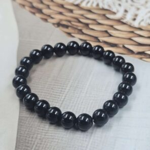 Black Onyx Loose Natural 8mm Adjustable Gemstone Bead Bracelet (GBB1-10)