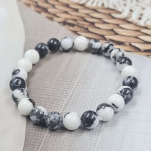 Zebra Jasper Loose Natural 8mm Adjustable Gemstone Bead Bracelet (GBB1-11)