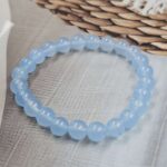 Blue Chalcedony Loose Natural 8mm Adjustable Gemstone Bead Bracelet (GBB1-12)