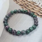 Ruby Ziosite Loose Natural 8mm Adjustable Gemstone Bead Bracelet (GBB1-15)