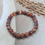 Red Banded Agate Loose Natural 8mm Adjustable Gemstone Bead Bracelet (GBB1-16)