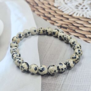 Dalmation Loose Natural 8mm Adjustable Gemstone Bead Bracelet (GBB1-7)