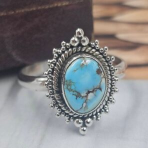 Golden Hills Turquoise Size US 8 925 Sterling Silver Ring (REXT145-25)