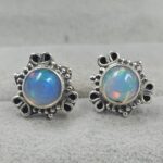 Ethiopian Opal 925 Sterling Silver Stud Earrings (REXT149-63)
