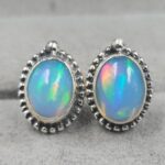 Ethiopian Opal 925 Sterling Silver Stud Earrings (REXT149-64)