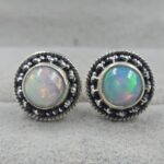 Ethiopian Opal 925 Sterling Silver Stud Earrings (REXT149-65)