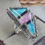 Mohave & Hot Pink Aurora Doublet Size US 9 925 Sterling Silver Ring (REXT149-58)