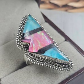 Mohave & Hot Pink Aurora Doublet Size US 6 925 Sterling Silver Ring (REXT149-57)