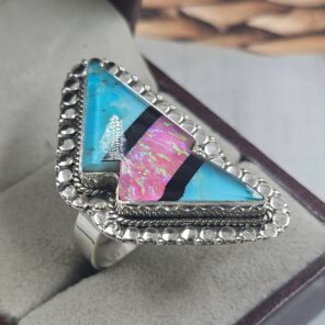 Mohave & Hot Pink Aurora Doublet Size US 10 925 Sterling Silver Ring (REXT149-54)