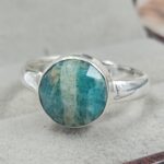 Cut amazonite 925 Sterling Silver Ring (REXT149-69)