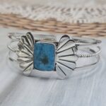 Kingman Turquoise 1" 925 Sterling Silver Bracelet (REXT157-12)