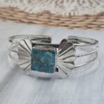 Kingman Turquoise 1" 925 Sterling Silver Bracelet (REXT157-13)