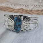 Kingman Turquoise 1" 925 Sterling Silver Bracelet (REXT157-14)