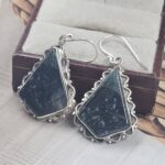 Moss agate 1.5" 925 Sterling Silver Earring (REXT157-10)