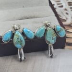 Kingman Turquoise 1" 925 Sterling Silver Earring (REXT157-11)