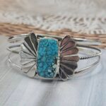 Kingman Turquoise 1" 925 Sterling Silver Bracelet (REXT157-17)