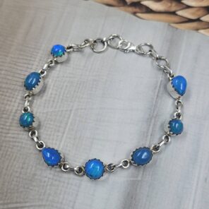 Paraiba Opal 7.25" 925 Sterling Silver Bracelet (REXT157-21)