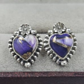 Purple Rose Dahlia 925 Sterling Silver Stud Earring (REXT158-10)