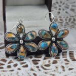 Spiny Oyster Turquoise 925 Sterling Silver Flower Cluster Earring (REXT158-5)
