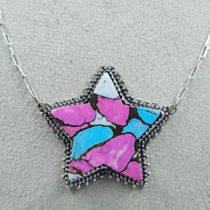 Cotton Candy Turquoise 925 Sterling Silver Necklace (REXT158-20)