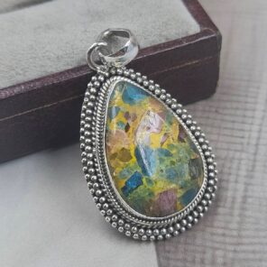 Composite Apatite tourmaline 925 Sterling Silver Pendant (REXT160-19)