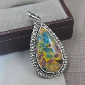 Composite Apatite tourmaline 925 Sterling Silver Pendant (REXT160-20)
