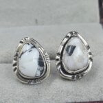 White Buffalo Turquoise 925 Sterling Silver Stud Earring (REXT160-10)