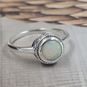 Ethiopian Opal 925 Sterling Silver Cut Ring (REXT159-24)