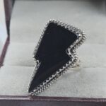 Lighting Bolt Black Onyx 925 Sterling Silver Ring (REXT106-127)