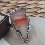Lighting Bolt Red Botswana lace Agate 925 Sterling Silver Ring (REXT106-128)