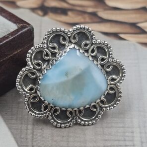 Larimar Size US 7 925 Sterling Silver Ring (REXT106-114)