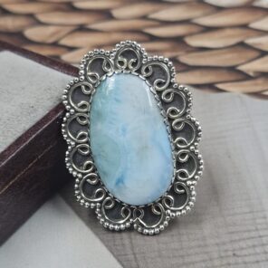 Larimar Size US 6 925 Sterling Silver Ring (REXT106-126)