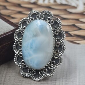 Larimar Size US 9 925 Sterling Silver Ring (REXT106-121)