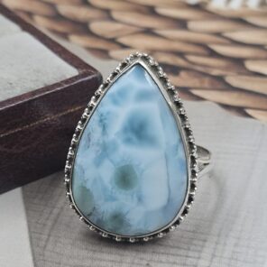 Larimar Size US 12 925 Sterling Silver Ring (REXT106-125)