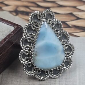 Larimar Size US 8 925 Sterling Silver Ring (REXT106-117)