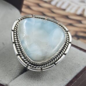 Larimar Size US 9 925 Sterling Silver Ring (REXT106-119)