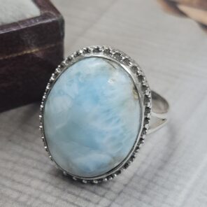 Larimar Size US 9 925 Sterling Silver Ring (REXT106-120)