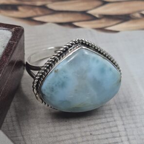 Larimar Size US 12 925 Sterling Silver Ring (REXT106-124)
