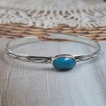 Kingman turquoise 925 Sterling Silver Bangle (REXT105-150)
