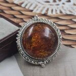Amber Size US 6 925 Sterling Silver Ring (REXT105-156)